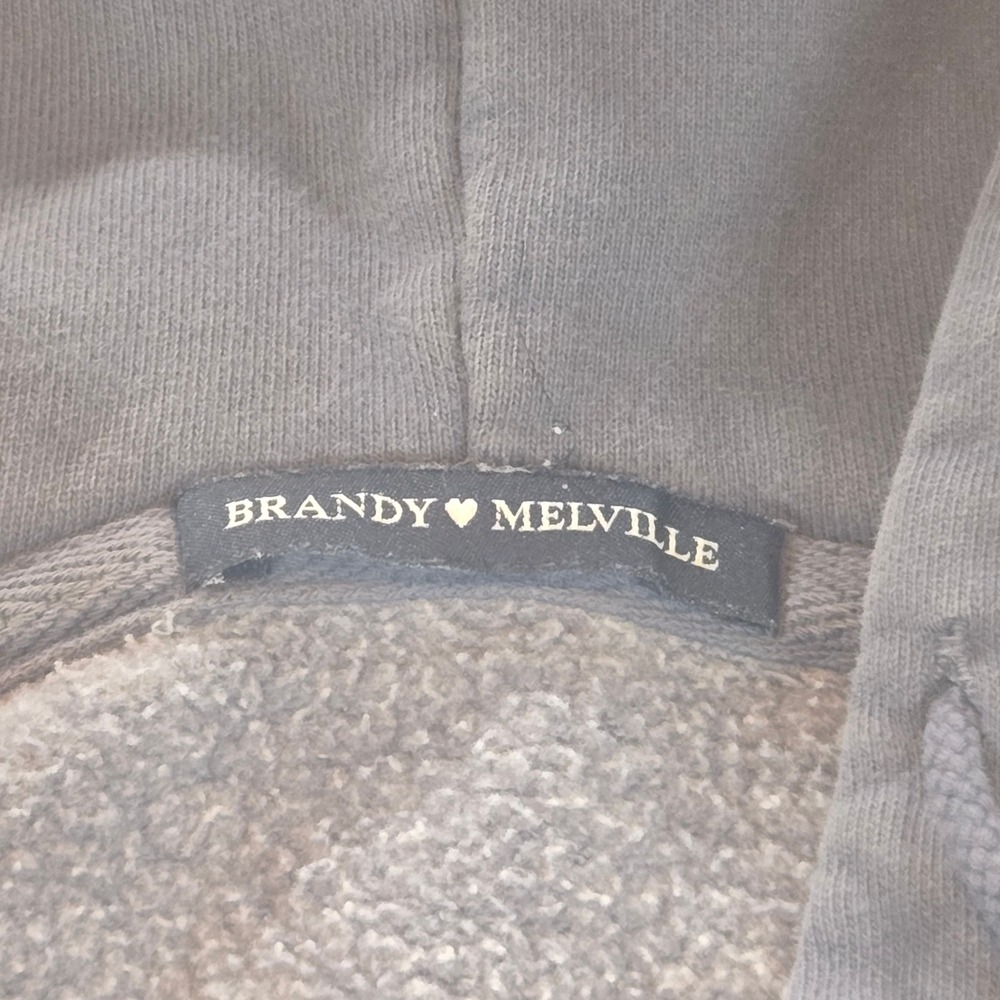 Brandy Melville Crystal Hoodie Womens One Size Charcoal Grey Cropped - Picture 3 of 5